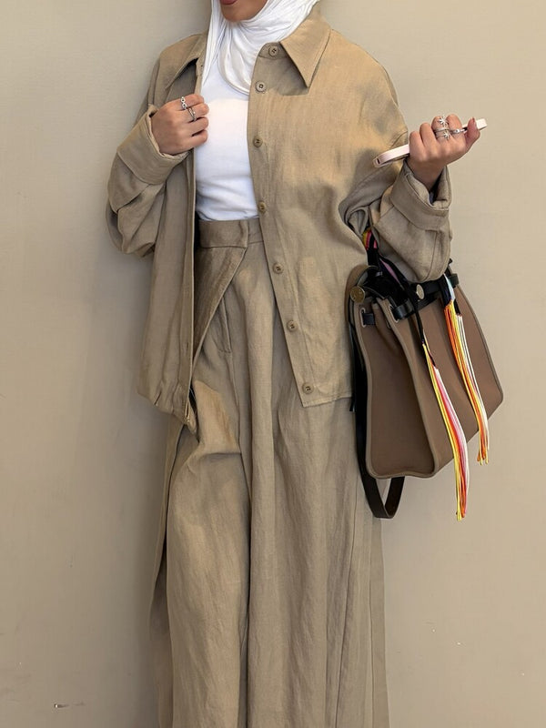 Drawcord Jacket w/ Asymmetric  Trousers