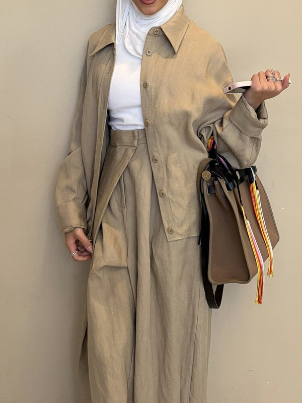 Drawcord Jacket w/ Asymmetric  Trousers