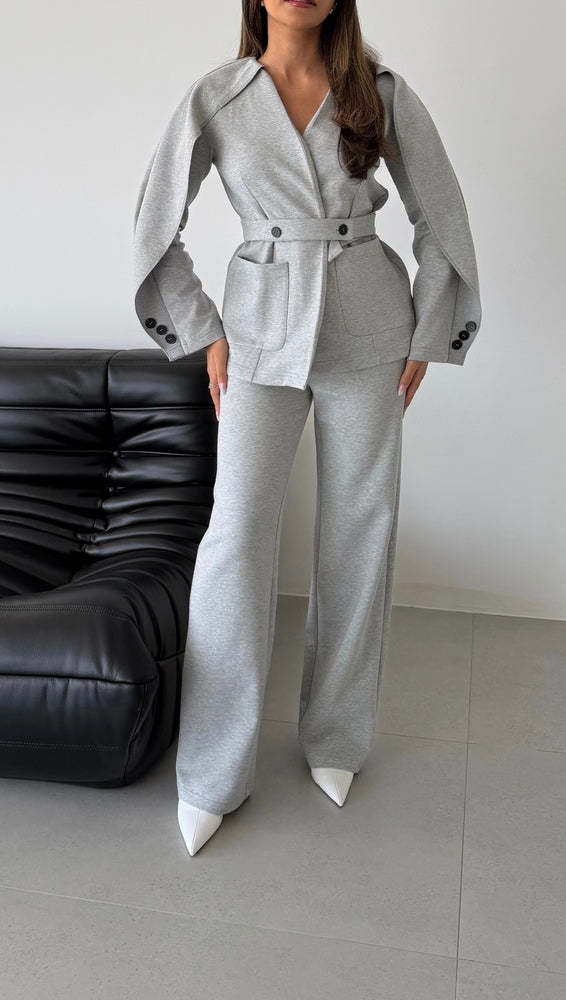 Cape Blazer Trouser Set w/ Belt