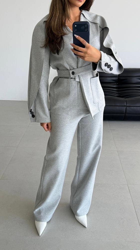 Cape Blazer Trouser Set w/ Belt