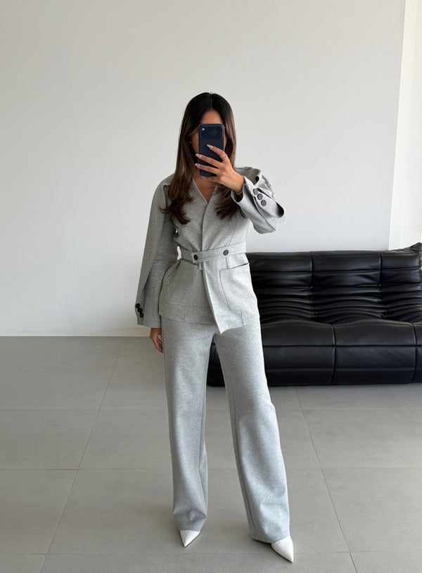 Cape Blazer Trouser Set w/ Belt