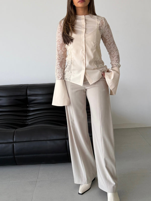 Flare Cuffs Lace Blouse