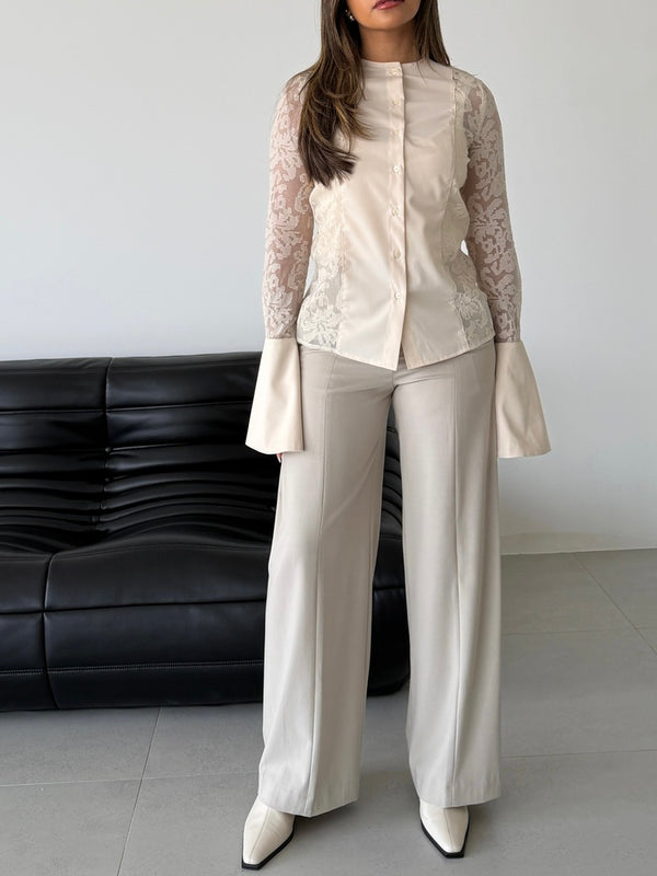 Flare Cuffs Lace Blouse