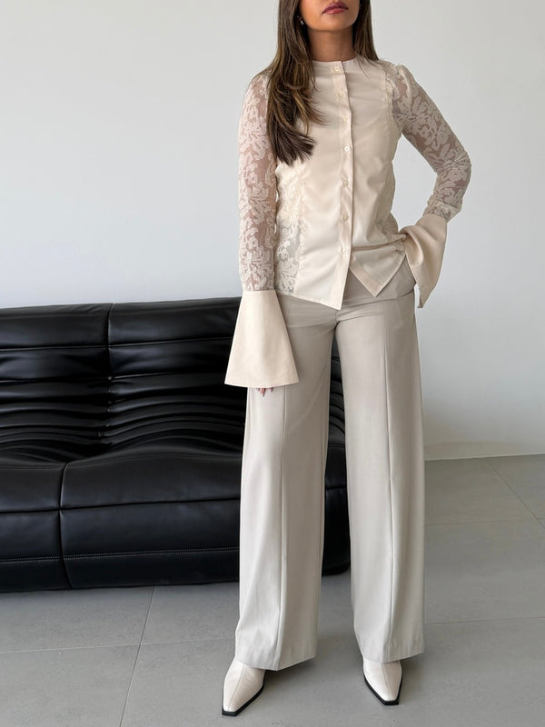 Flare Cuffs Lace Blouse