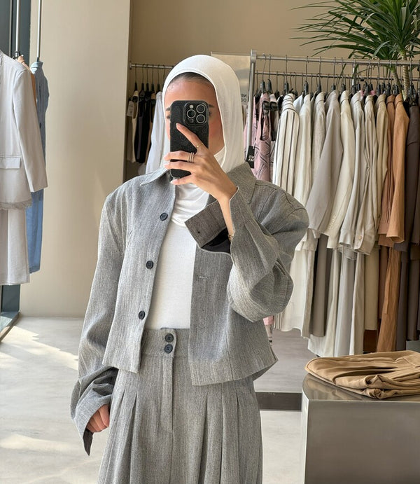 Crop Blazer 4 Buttons  Set