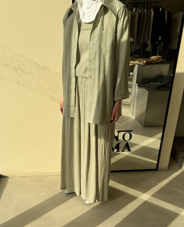 3PC Pleated Palazzo Trousers Set