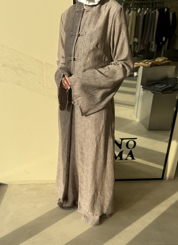 Long Linen Chinese Style Blazer Set