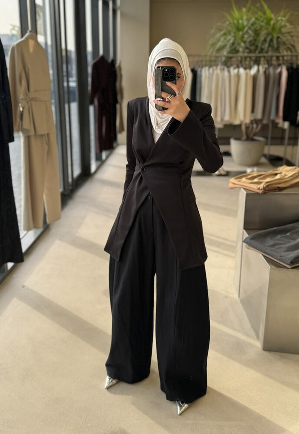 Asymmetrical One Button Blazer