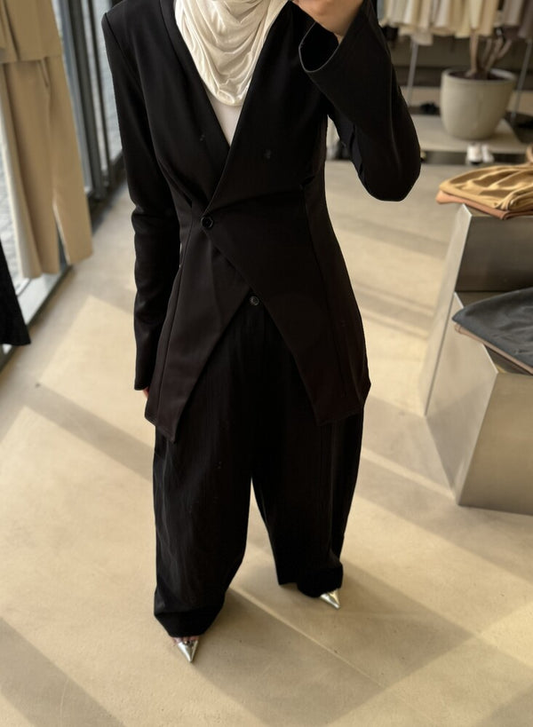 Asymmetrical One Button Blazer