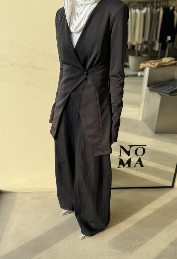 Asymmetrical One Button Blazer