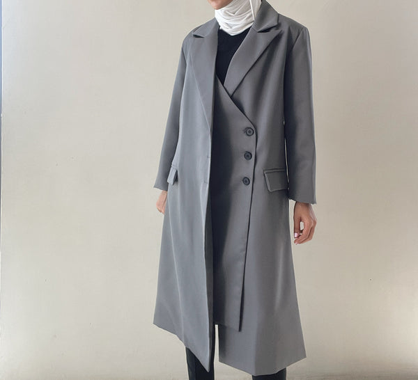 Trench Coat Notched Collar Long Sleeve