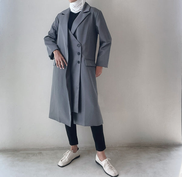 Trench Coat Notched Collar Long Sleeve