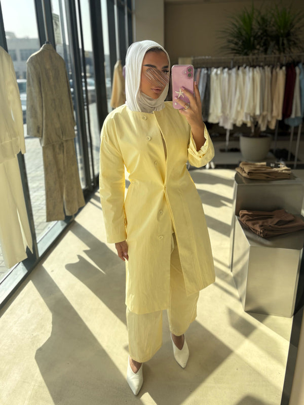 Round Neck Trench + Pants Set