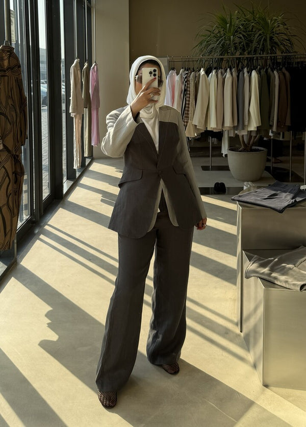 Linen Dual-tone Blazer & Pants