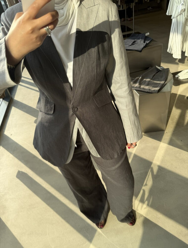 Linen Dual-tone Blazer & Pants