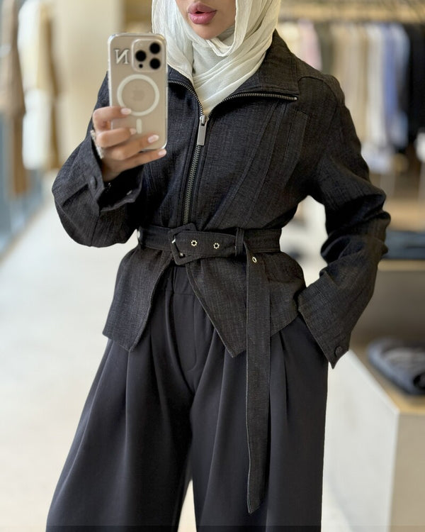 Short Zip Jacket w/ Belt