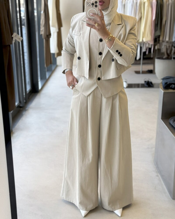 3PC Short Blazer Vest + Pants Set