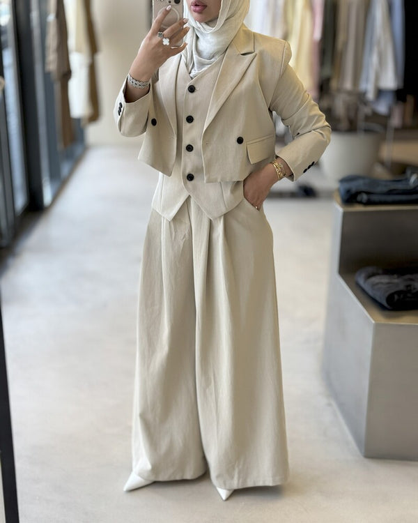 3PC Short Blazer Vest + Pants Set