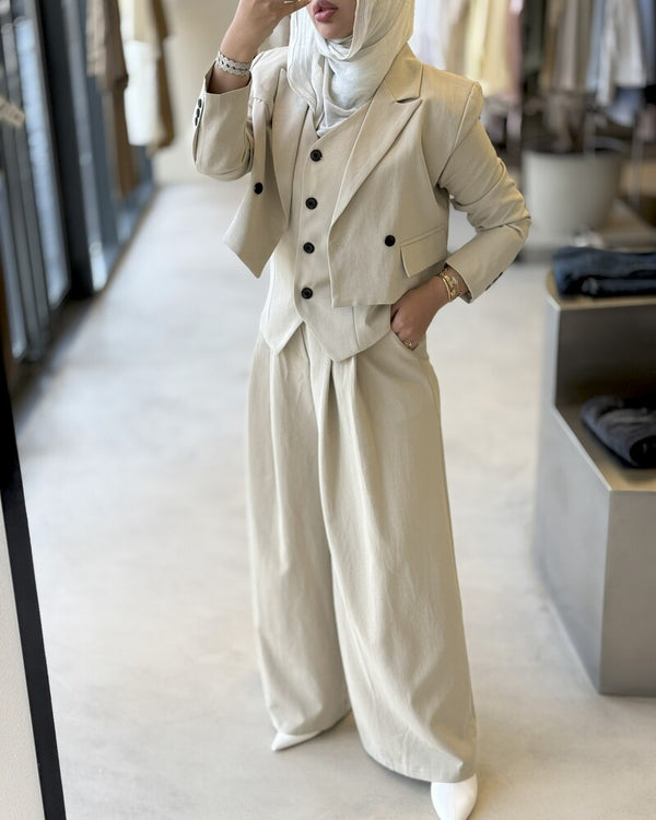 3PC Short Blazer Vest + Pants Set