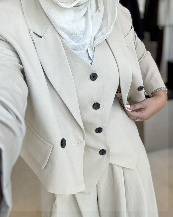 3PC Short Blazer Vest + Pants Set