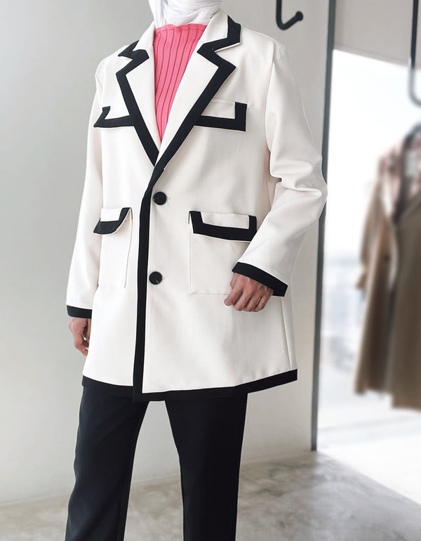 Patchwork Casual Blazers For Women New Turn-down Collar