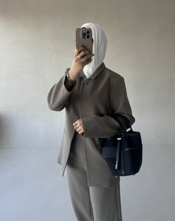 High-neck Minimalist Blazer Set 2PC