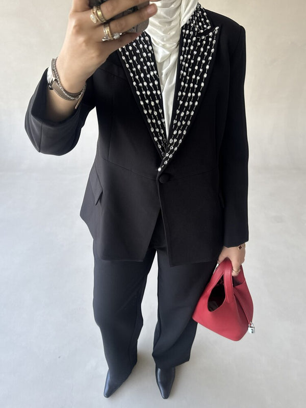 Rhinestone-Collar Blazer
