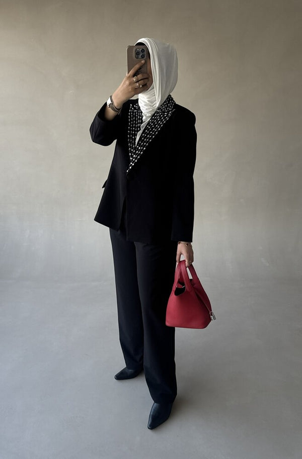 Rhinestone-Collar Blazer