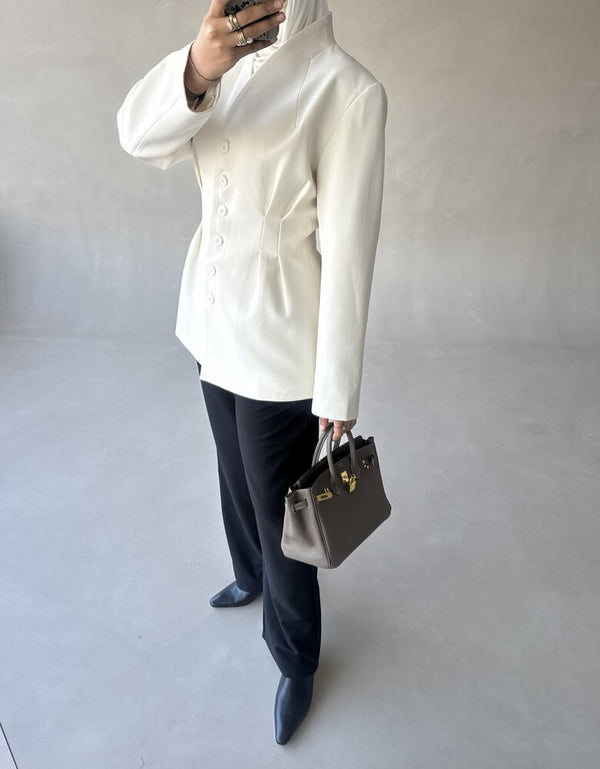 6 Buttons Blazer Waist Pleated