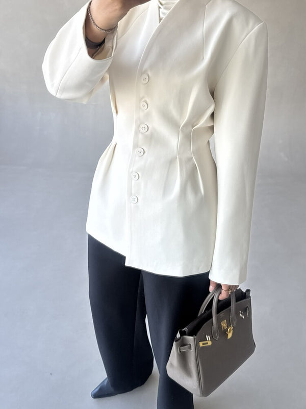 6 Buttons Blazer Waist Pleated
