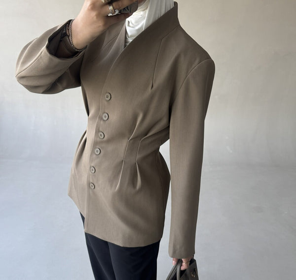 6 Buttons Blazer Waist Pleated