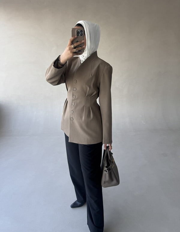 6 Buttons Blazer Waist Pleated