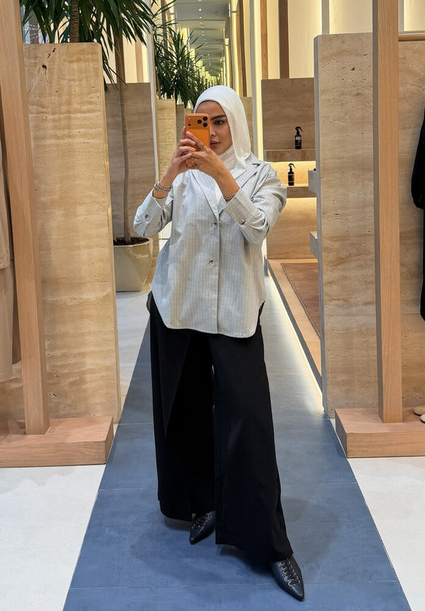 Dropped-shoulder Stripe Blazer
