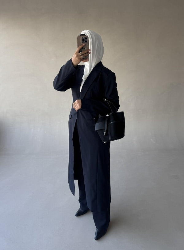 One Button Long Blazer w/ Pants Set