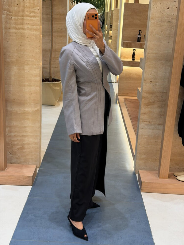 Seam-panel Crew Neck Blazer