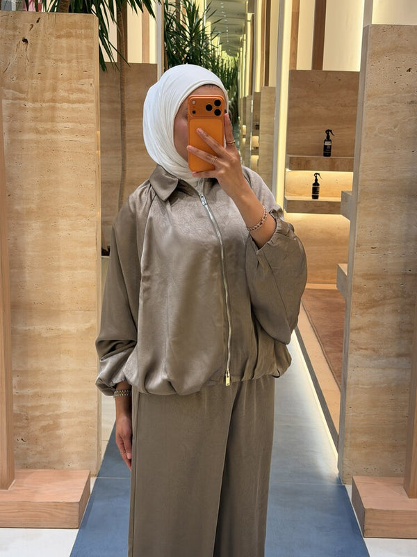 Zip-up Batwing Sleeve Set