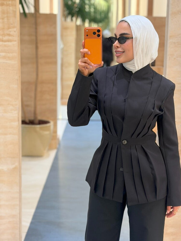Pleated Peplum Blazer
