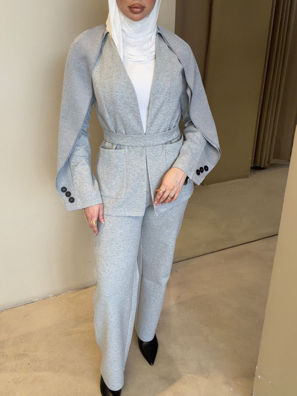Cape Blazer Trouser Set w/ Belt