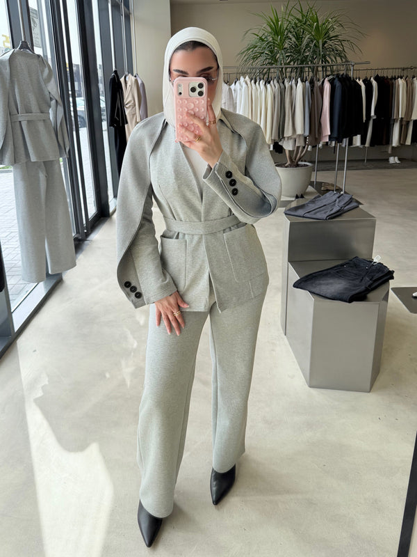 Cape Blazer Trouser Set w/ Belt