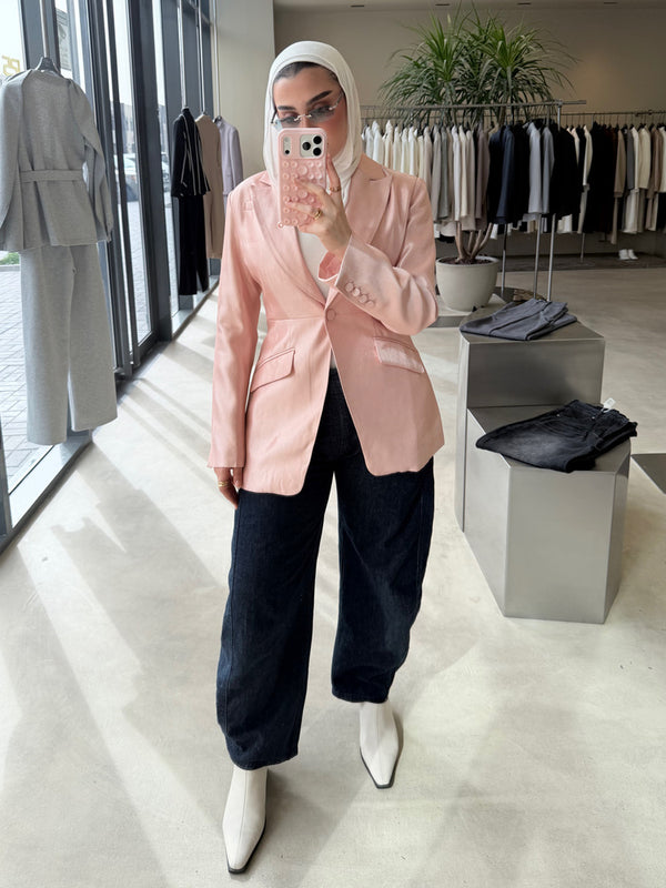 Satin Angled Flap Pockets Blazer