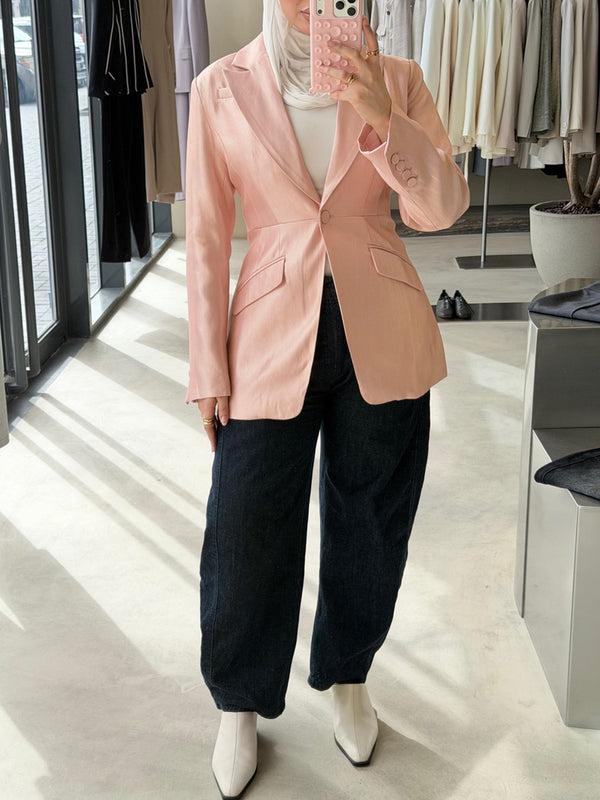 Satin Angled Flap Pockets Blazer