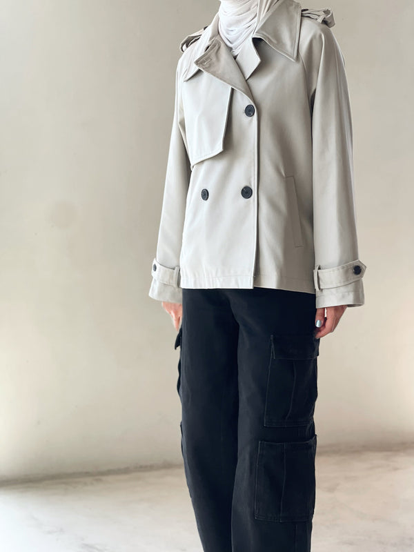 Short Trench Fashion Lapel Patchwork