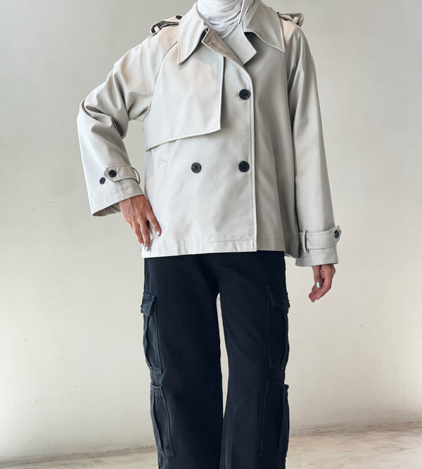 Short Trench Fashion Lapel Patchwork