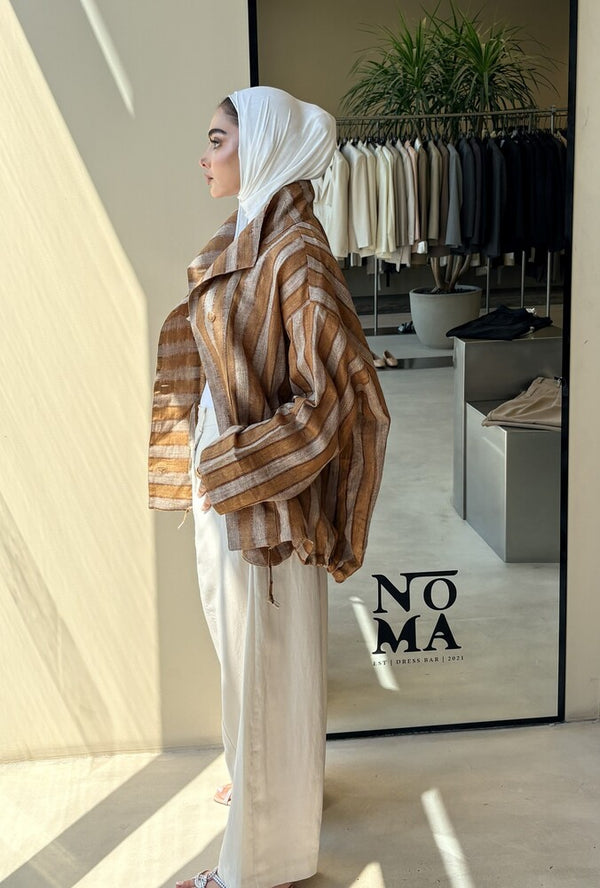 Stripe Stand Collar Shirtx
