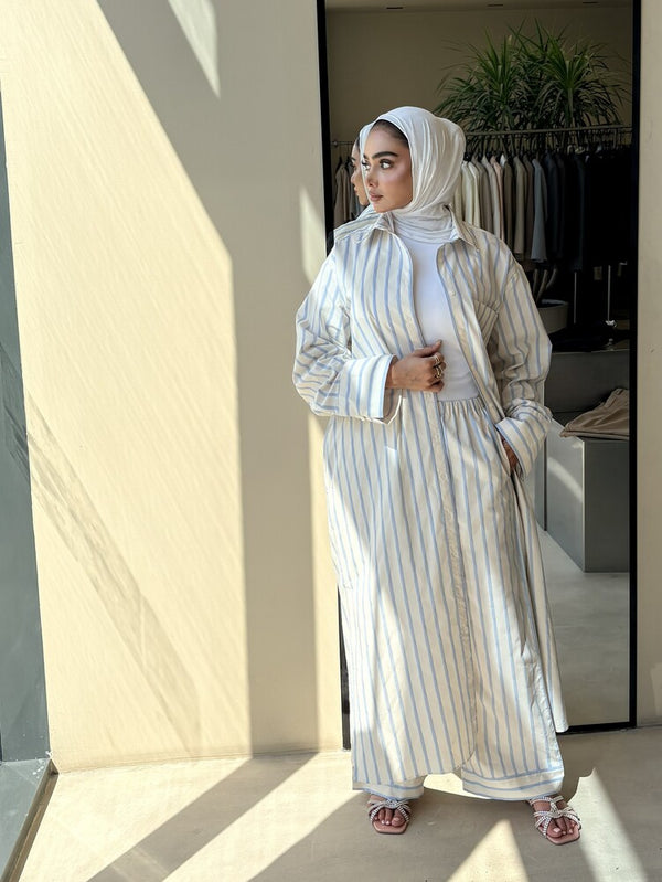 Long  Stripe Shirt Set