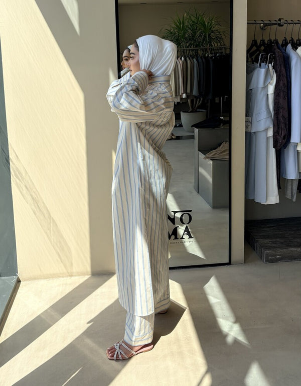 Long  Stripe Shirt Set