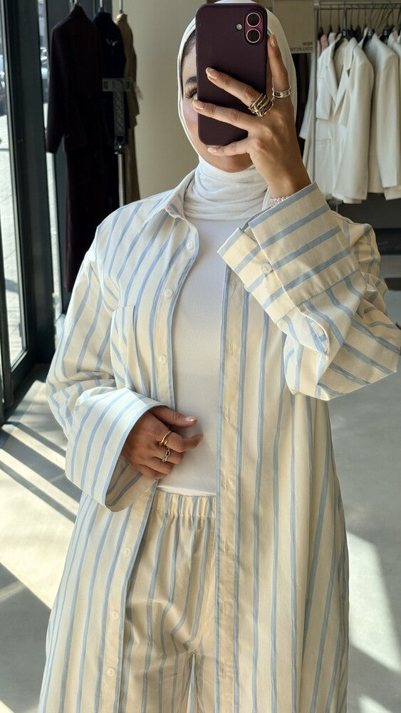 Long  Stripe Shirt Set