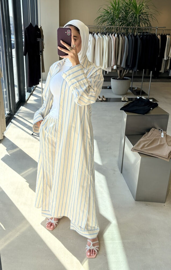 Long  Stripe Shirt Set
