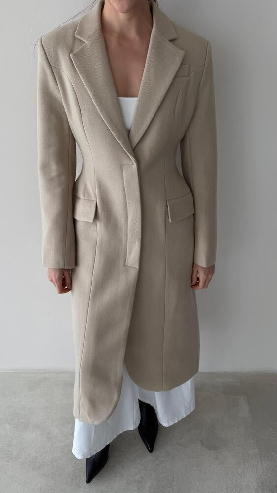 Long Waisted Slim-Fit Coat