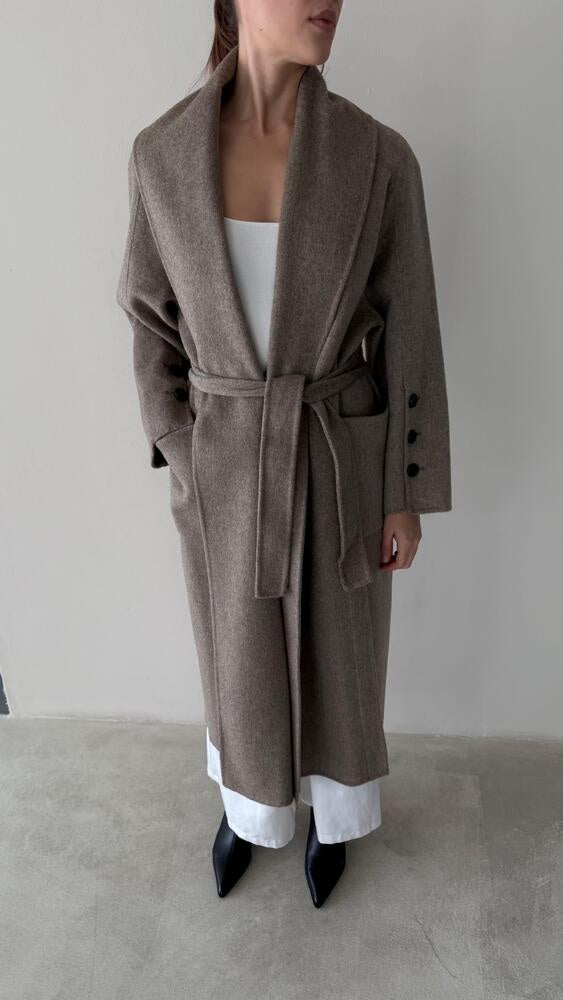 3-Button Cuff Belted Coat